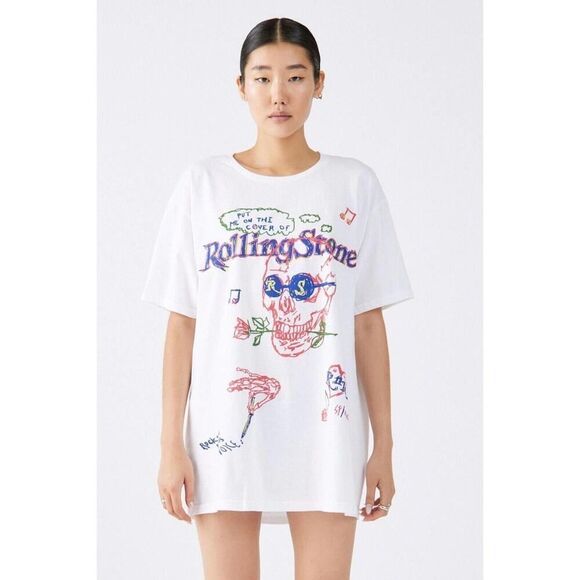 Urban Outfitters Rolling Stone Magazine White T-Shirt Dress - Picture 1 of 9